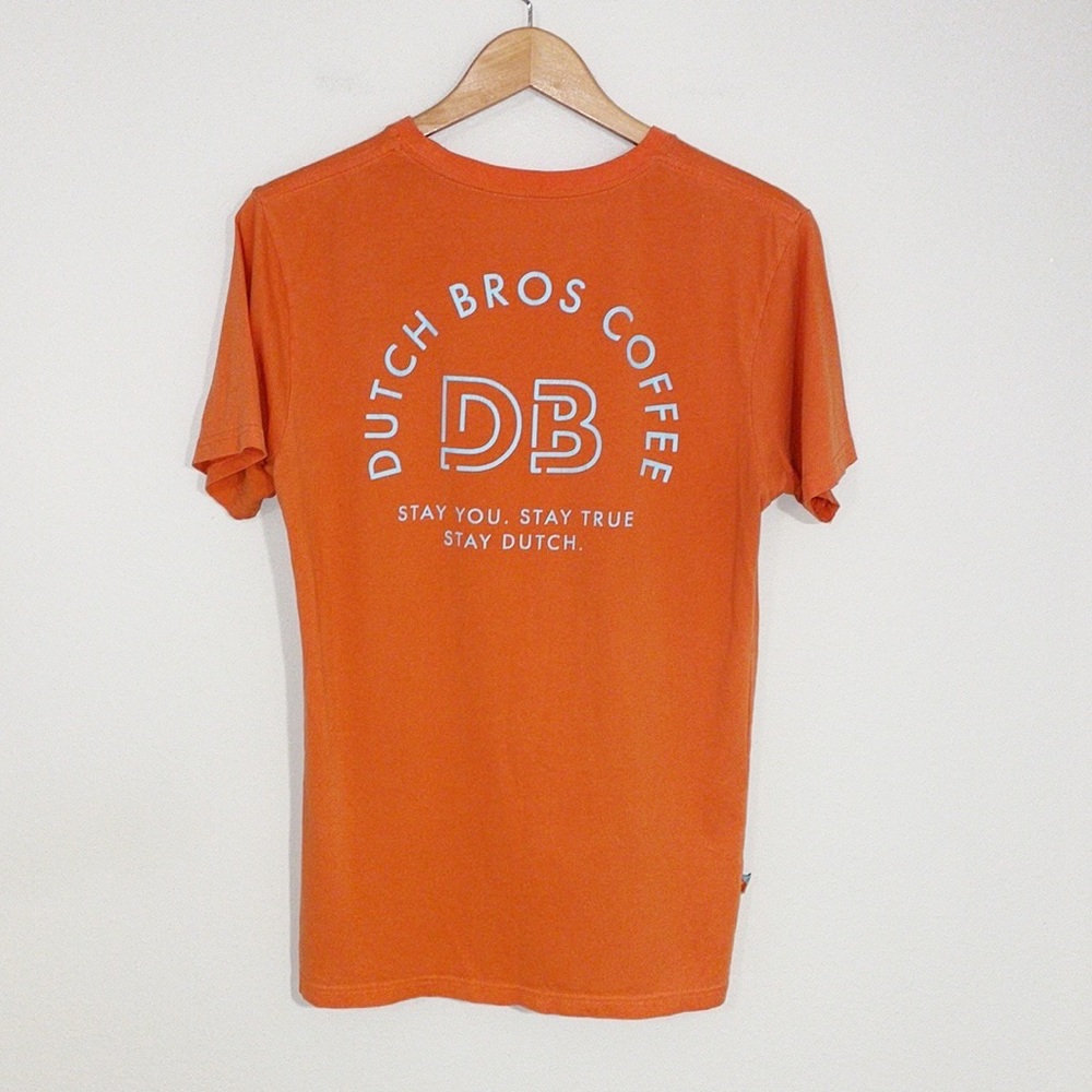 DUTCH BROS Graphic Orange T-shirt Shortsleeved Size Medium - Picture 4 of 5